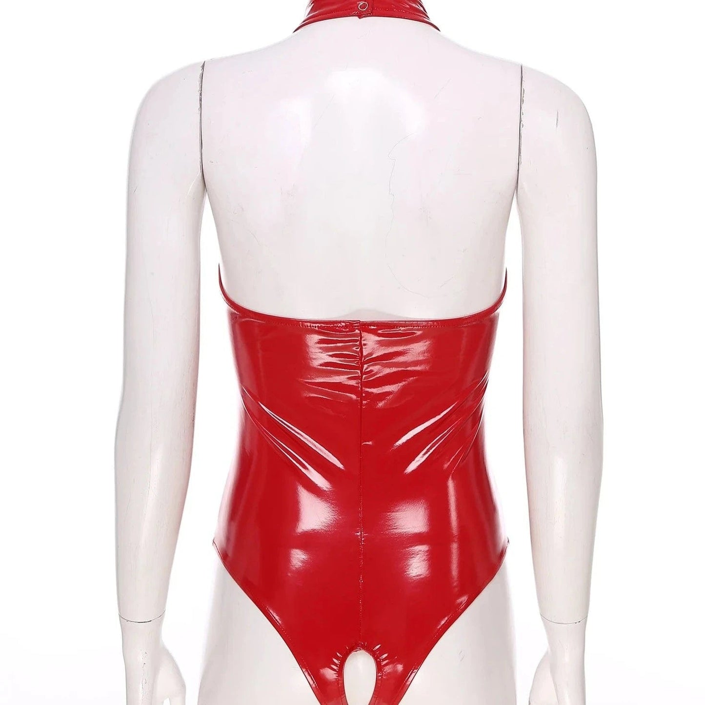 Kinky Cloth Open Bust Patent Leather Bodysuit