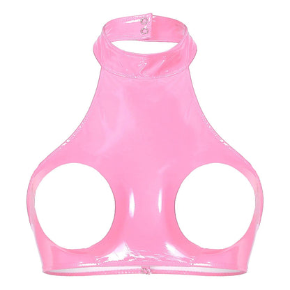 Kinky Cloth Pink / AA Open Cup Halter Bra