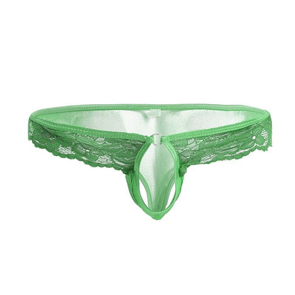 Kinky Cloth Green A Open Penis Lingerie Lace Panties