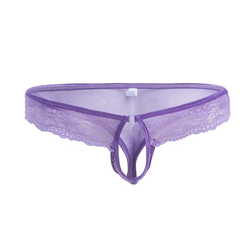 Kinky Cloth Purple  A Open Penis Lingerie Lace Panties