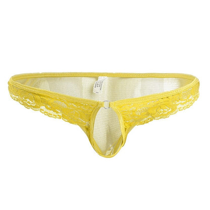Kinky Cloth Yellow A Open Penis Lingerie Lace Panties