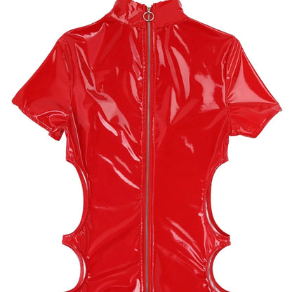 Kinky Cloth Patent Leather Bare Breast Dress