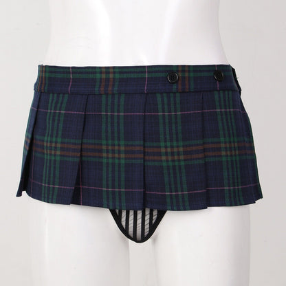 Kinky Cloth Plaid Pleated Mini Skirt Set