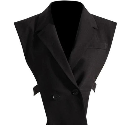 Kinky Cloth Puff Sleeve Blouse & Black Vest