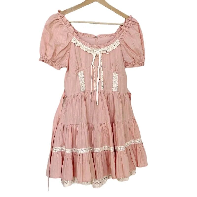Kinky Cloth Pink / Size S(40-45Kg) Puff Sleeve Pink Mini Dress