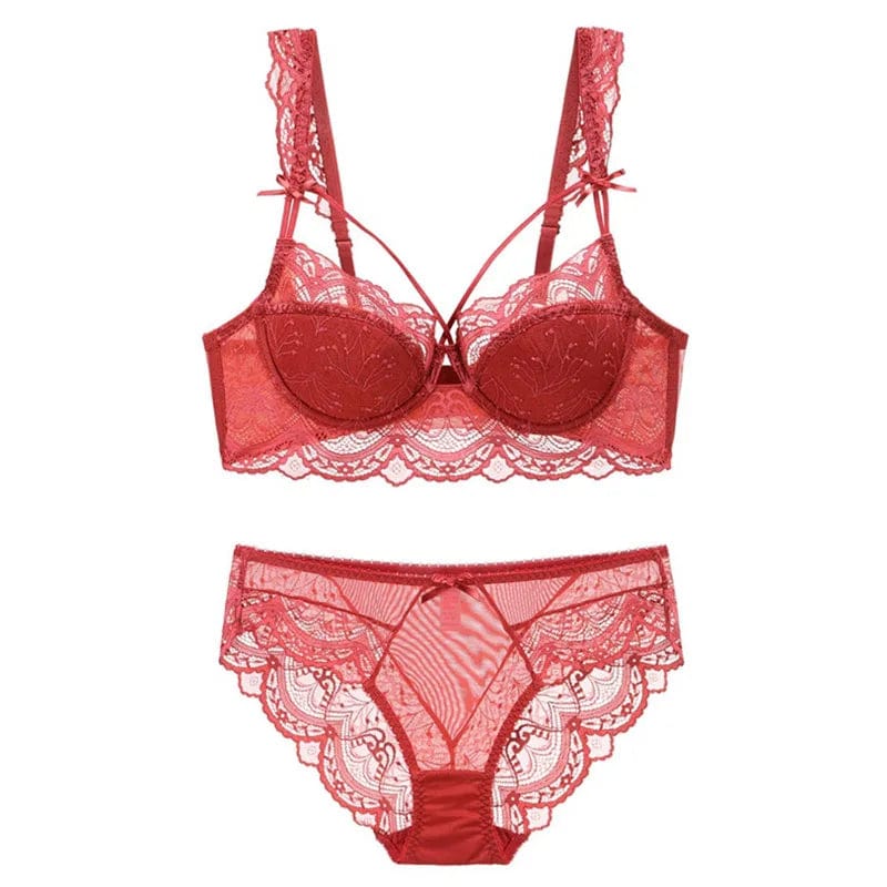 Kinky Cloth Red / 90D Push-up Brassiere And Panty Set