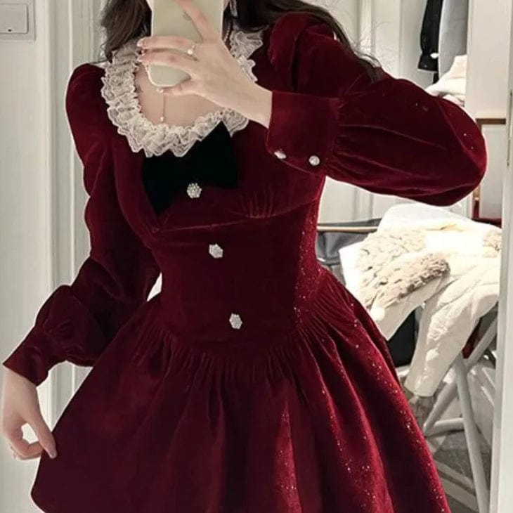 Kinky Cloth Red Lace Patchwork Dress