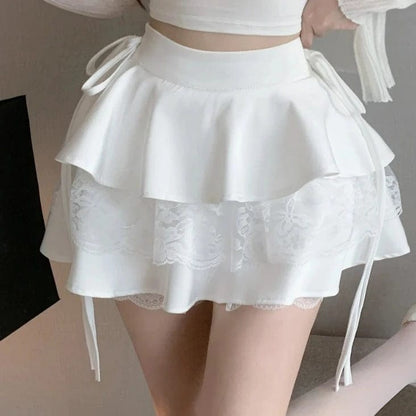 Kinky Cloth Ribbon Lace Mini Cake Skirt