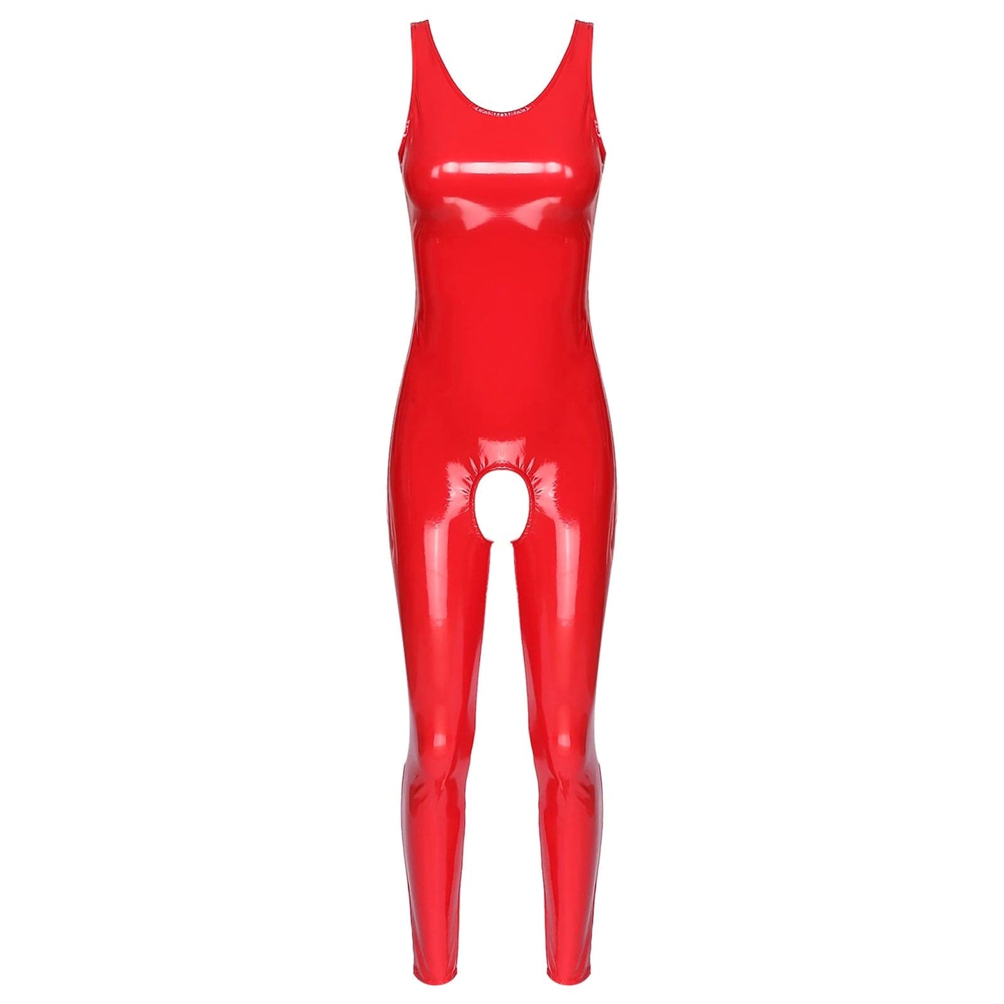Kinky Cloth Red / S Round Neck Crotchless Jumpsuit