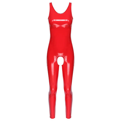 Kinky Cloth Red / S Round Neck Crotchless Jumpsuit