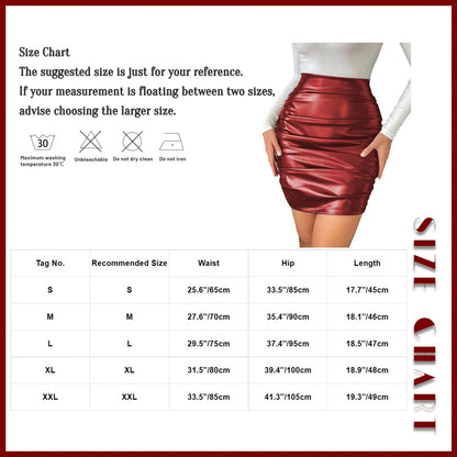 Kinky Cloth Ruched PU Leather Pencil Skirt