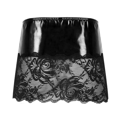 Kinky Cloth Black / S See-through Lace Patchwork Mini Skirt