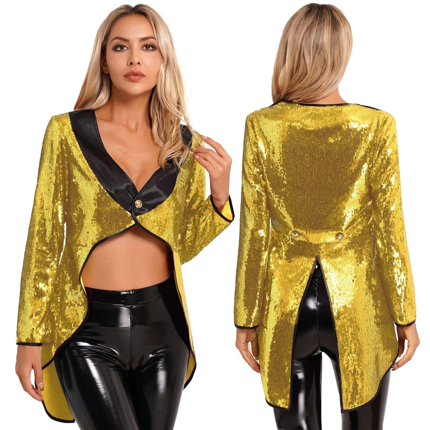 Kinky Cloth Gold A / S Sequin One-Button Tuxedo Dress