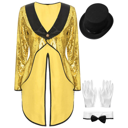 Kinky Cloth Gold B / S Sequin One-Button Tuxedo Dress