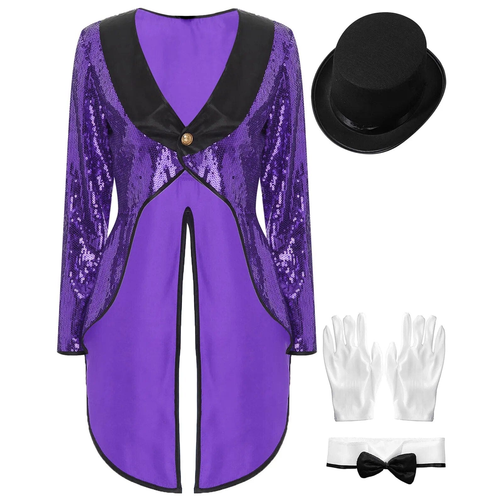 Kinky Cloth Purple B / S Sequin One-Button Tuxedo Dress