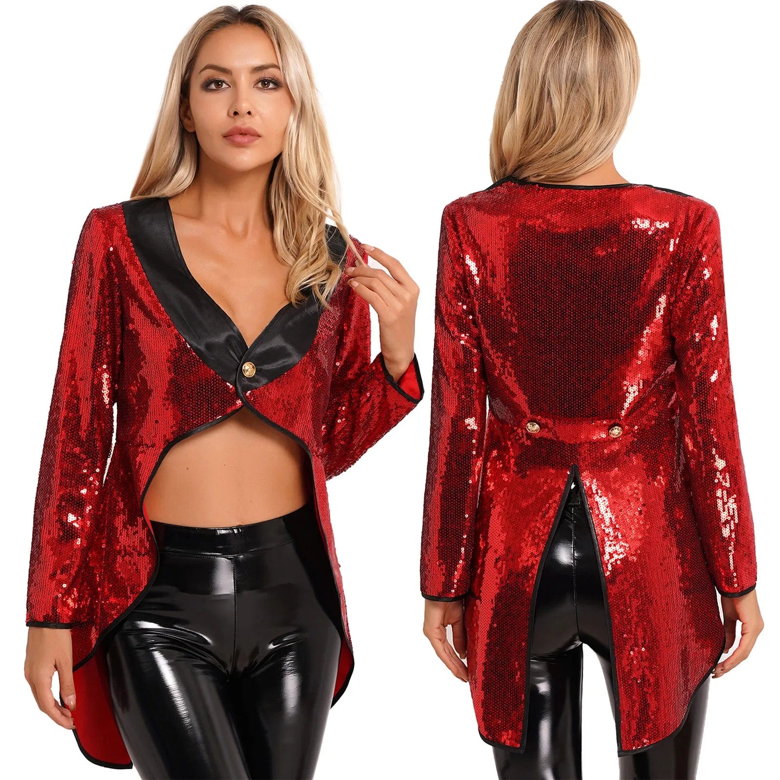 Kinky Cloth Red A / S Sequin One-Button Tuxedo Dress