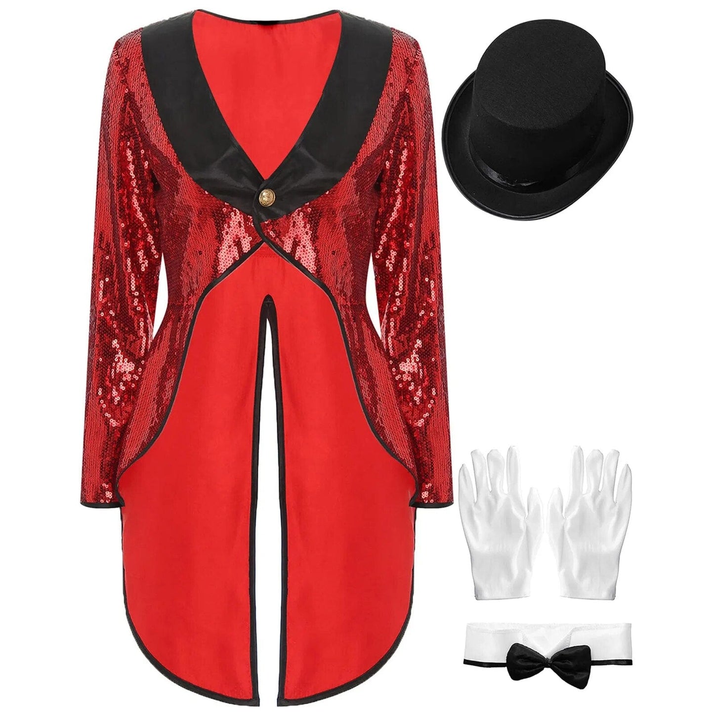 Kinky Cloth Red B / S Sequin One-Button Tuxedo Dress