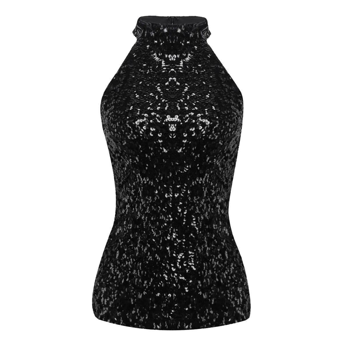 Kinky Cloth Black / One Size Sequins Halter Neck Top