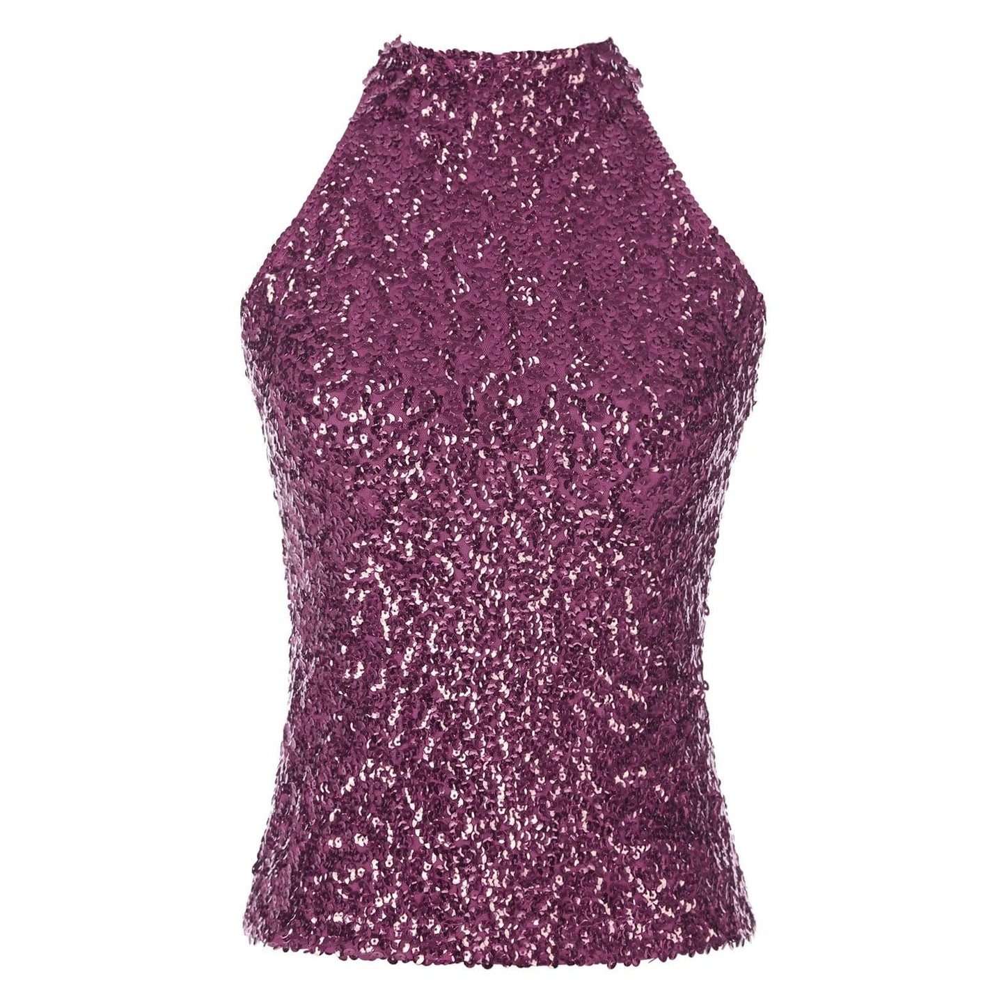 Kinky Cloth Purple / One Size Sequins Halter Neck Top