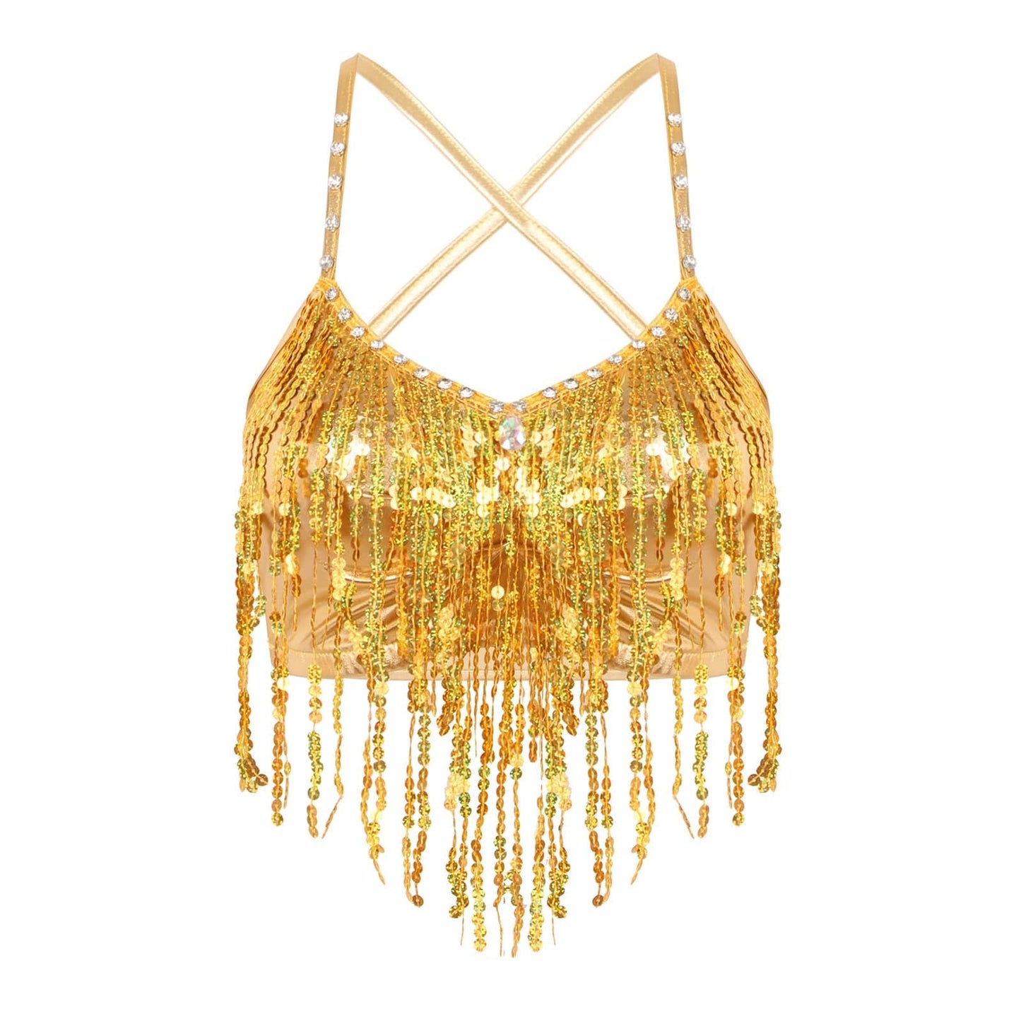 Kinky Cloth Gold / M Shiny Sequin Fringed Cami Top