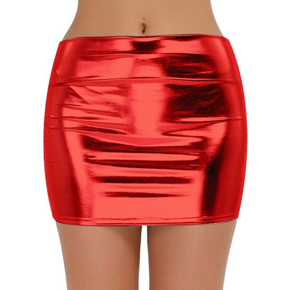 Kinky Cloth Red / One Size Shiny Snug-Fitting Mini Skirt