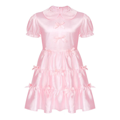 Kinky Cloth Pink / M Sissy Puff Sleeve Bow Dress