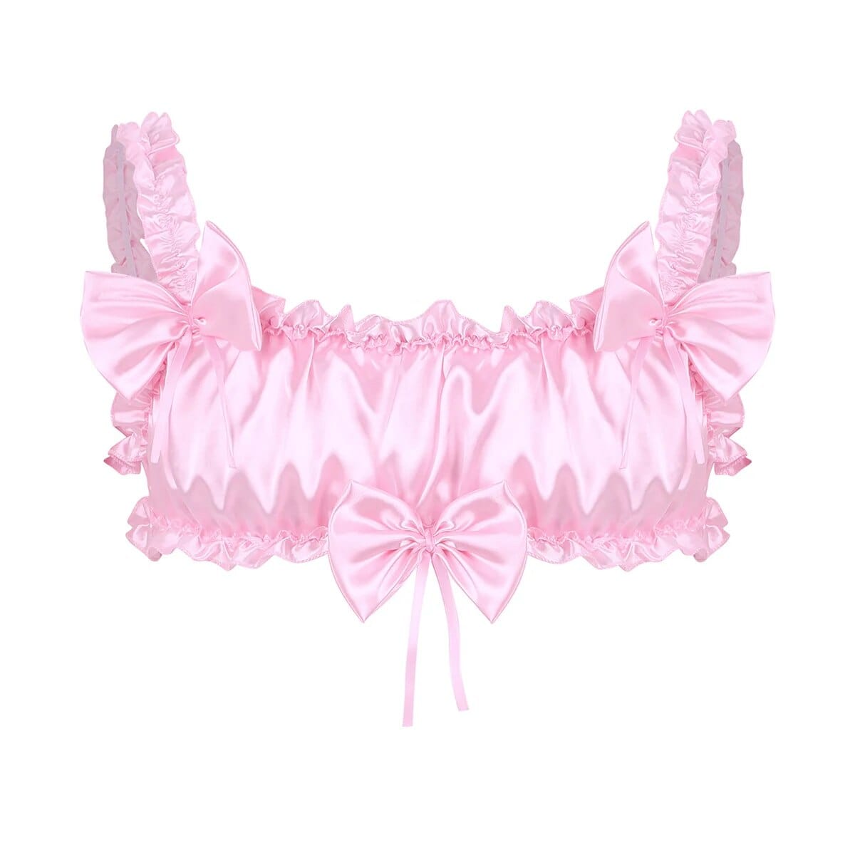Kinky Cloth Pink / M Sissy Satin Ruffled Bra