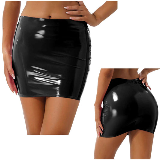 Kinky Cloth Black / S Slim Fit PU Leather Miniskirt