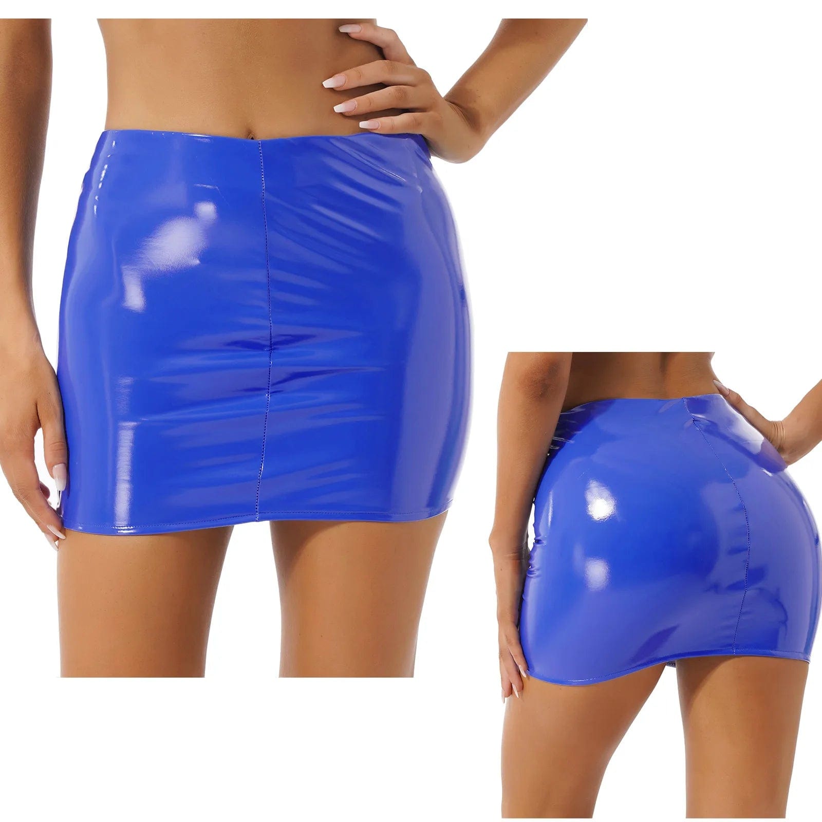 Kinky Cloth Blue / S Slim Fit PU Leather Miniskirt