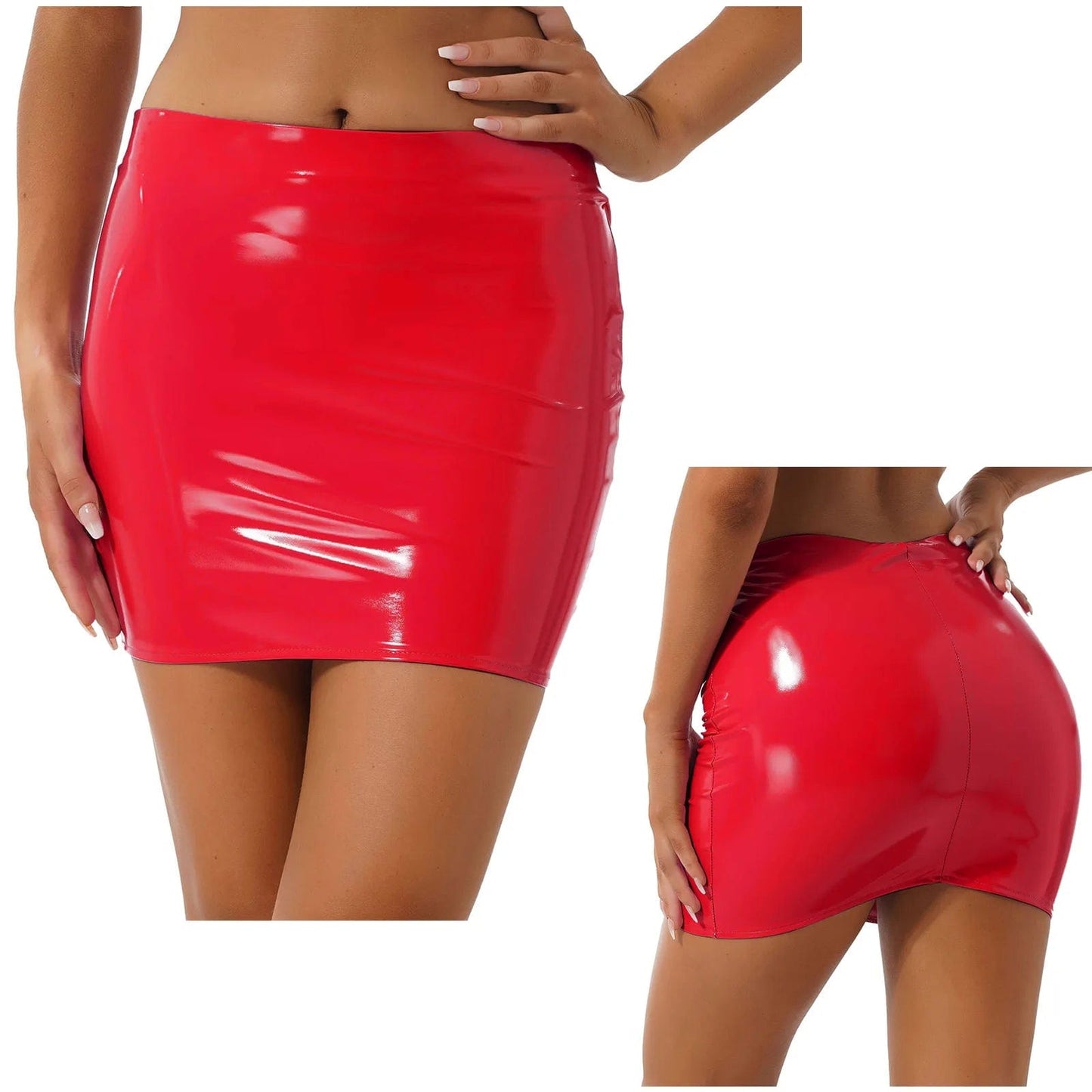 Kinky Cloth Red / S Slim Fit PU Leather Miniskirt