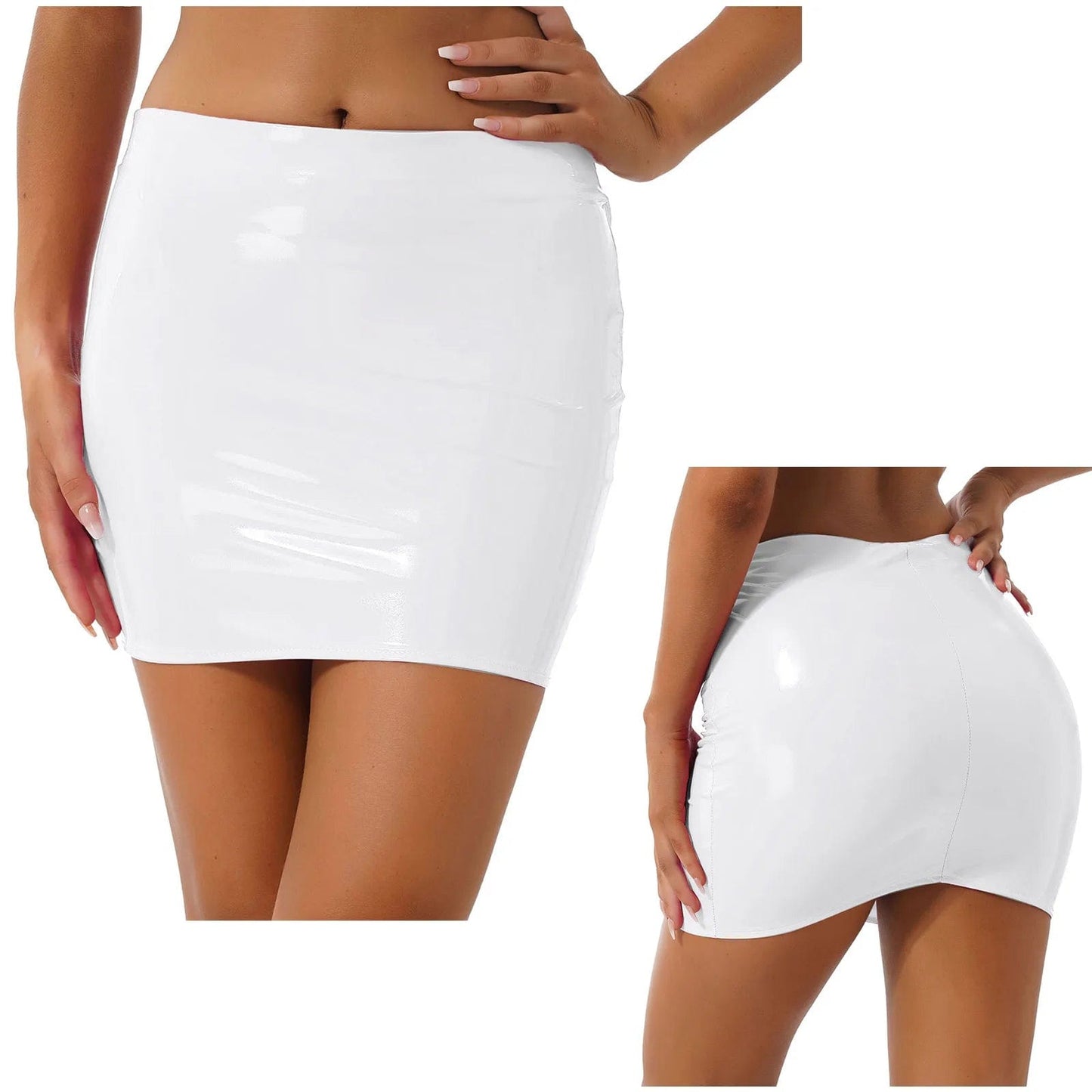 Kinky Cloth White / S Slim Fit PU Leather Miniskirt