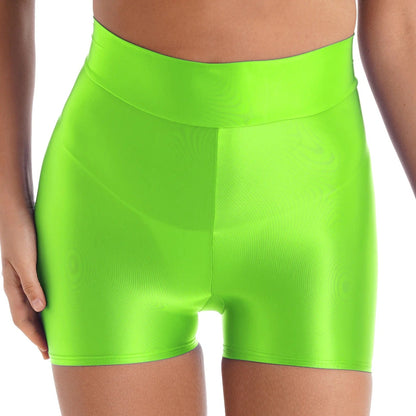 Kinky Cloth Fluorescent Green A / M Smooth Glossy Elastic Shorts