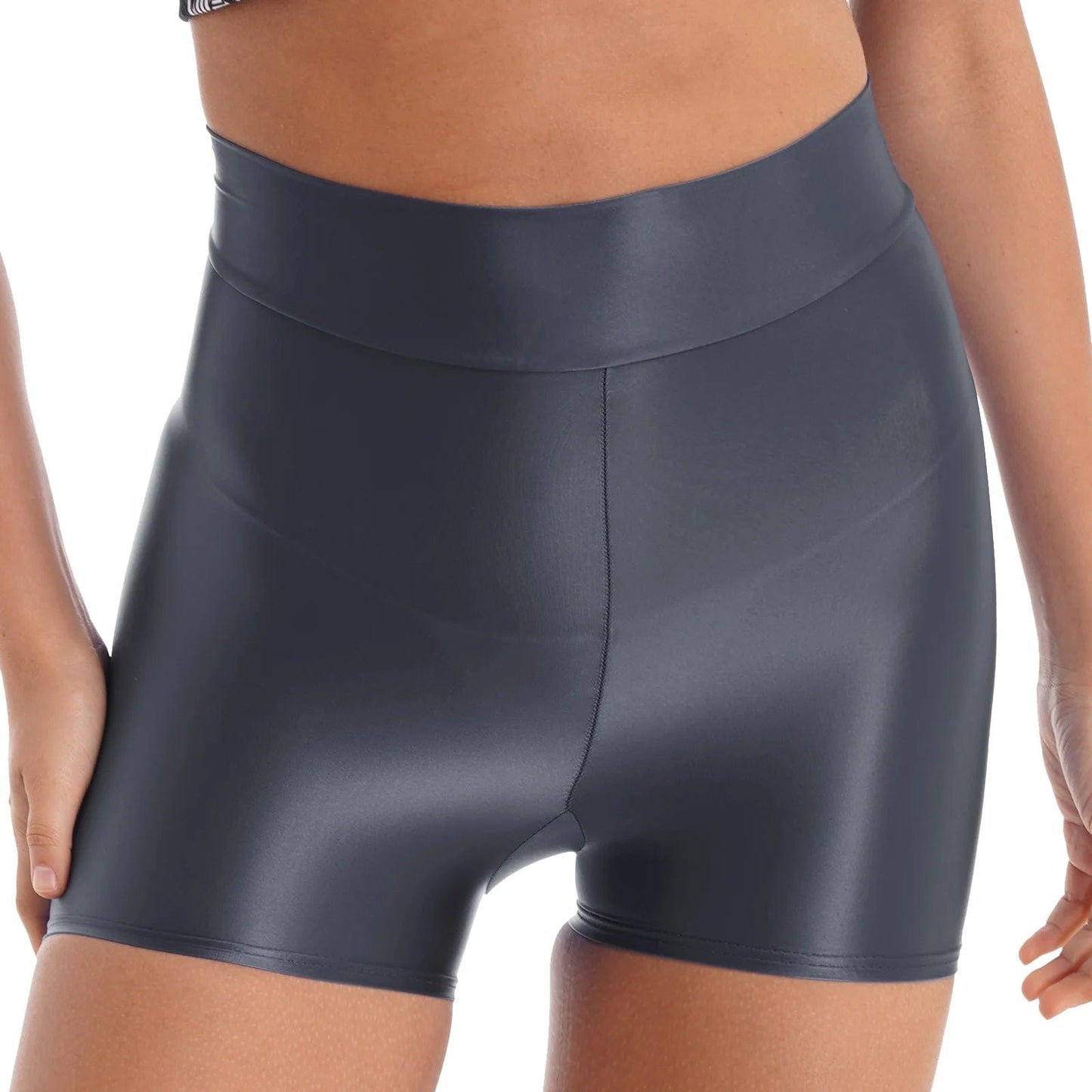Kinky Cloth Grey A / M Smooth Glossy Elastic Shorts