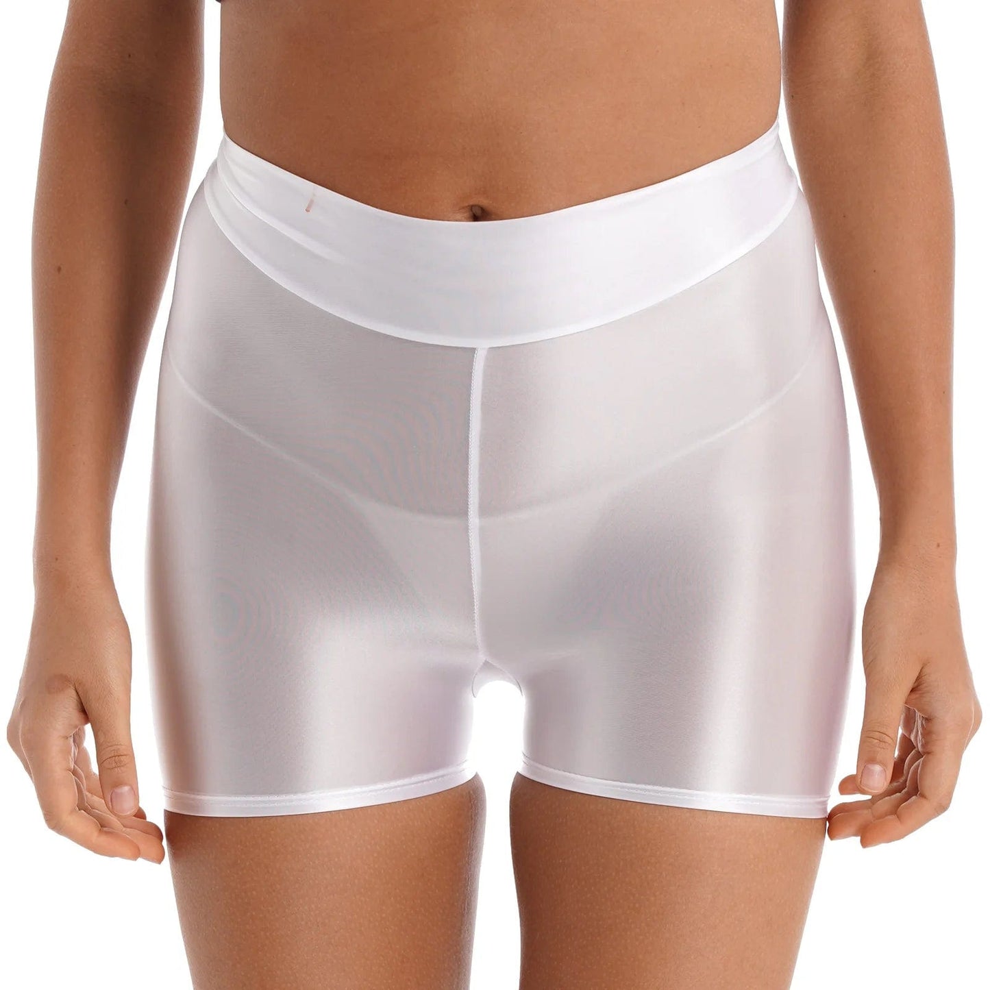 Kinky Cloth White A / M Smooth Glossy Elastic Shorts