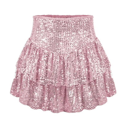 Kinky Cloth Sparkly Sequins Tiered Ruffled Skirt