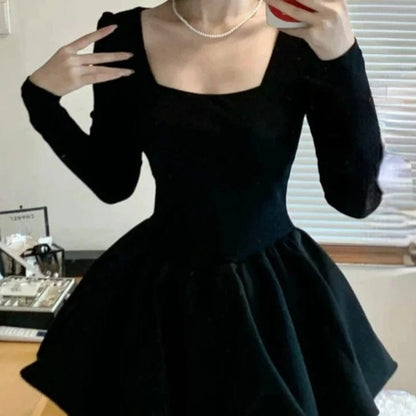 Kinky Cloth Black / Size S(40-45Kg) Square Collar Mini Dress