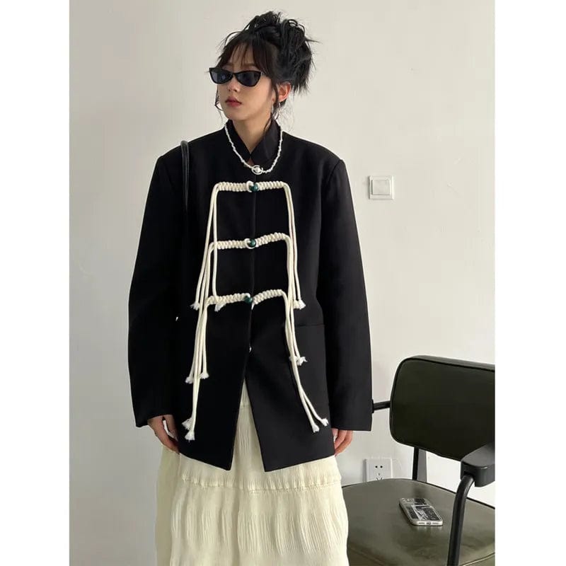 Kinky Cloth Black / S Stand Collar Loose Fit Jacket