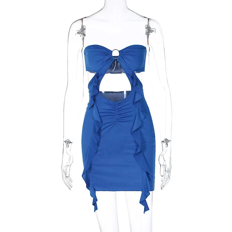 Kinky Cloth Strapless Blue Mini Dress