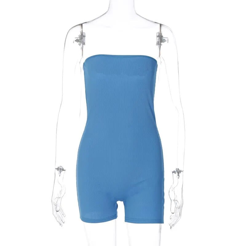 Kinky Cloth Blue / S Strapless Playsuits