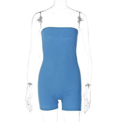 Kinky Cloth Blue / S Strapless Playsuits