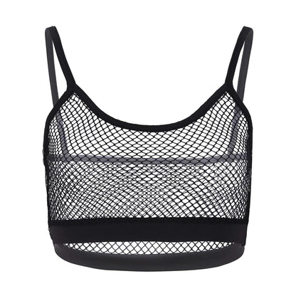 Kinky Cloth Black / S / United States Strappy Mesh Cropped Tank Top