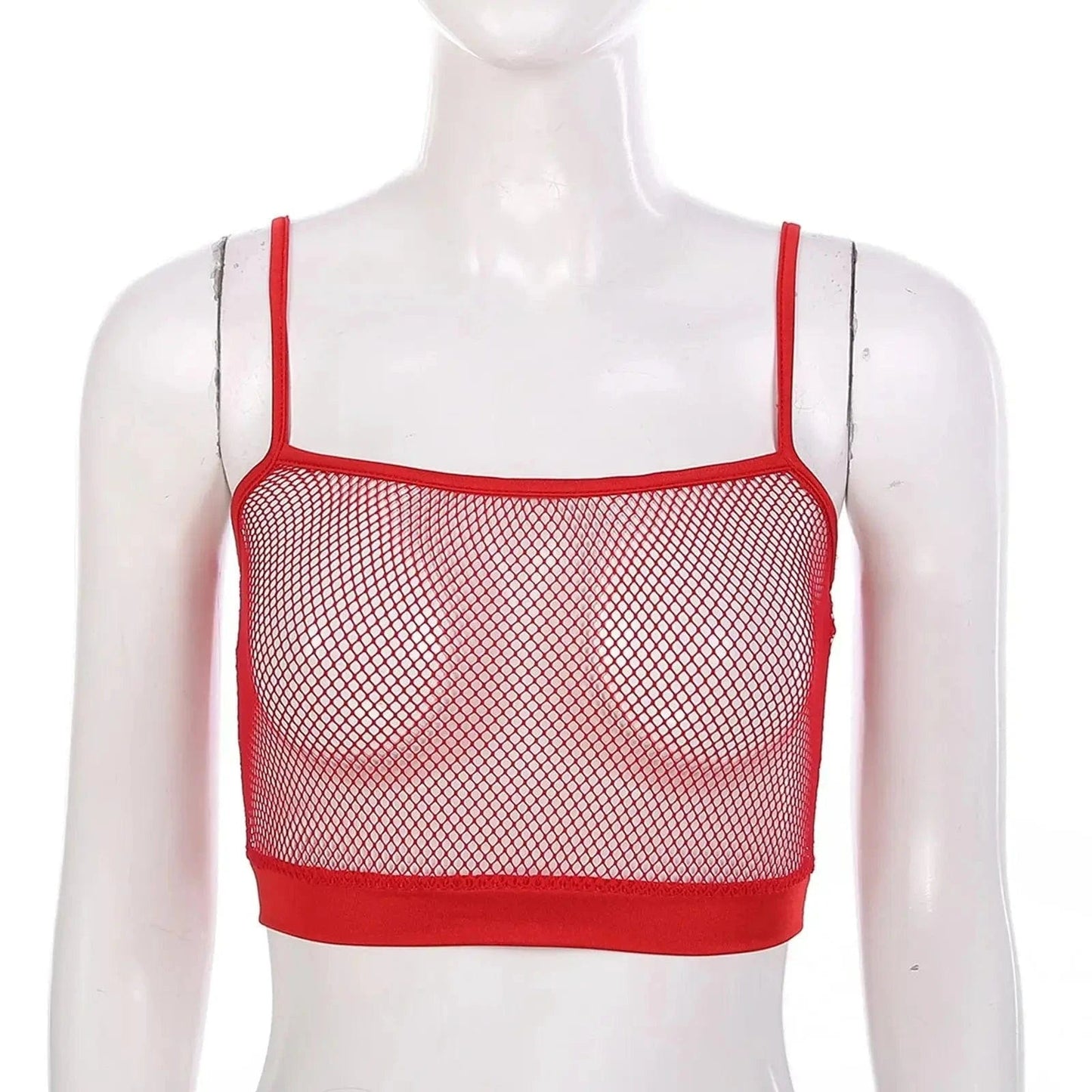 Kinky Cloth Strappy Mesh Cropped Tank Top