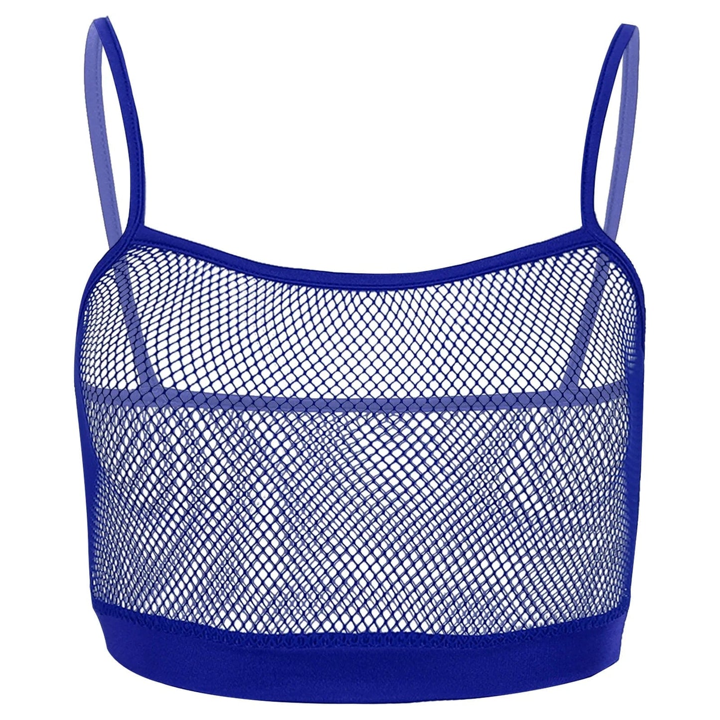 Kinky Cloth Royal Blue / S / United States Strappy Mesh Cropped Tank Top