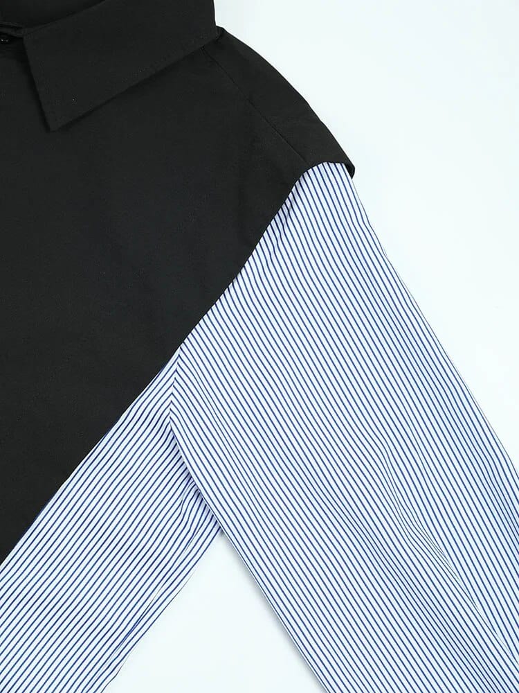 Kinky Cloth Striped Color-Block Oversized Blouse
