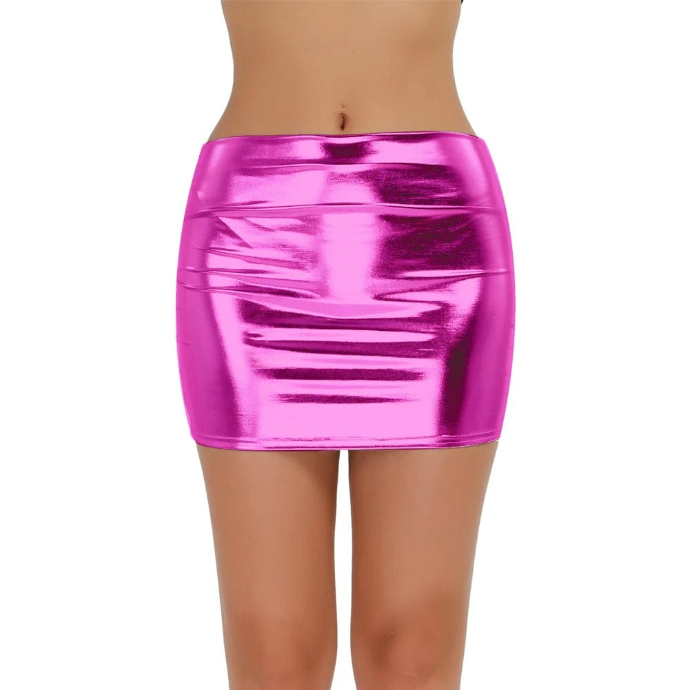Kinky Cloth Tight-fitting Shiny Mini Skirt