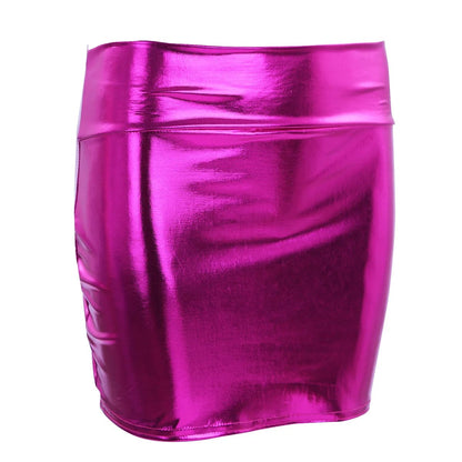 Kinky Cloth Tight-fitting Shiny Mini Skirt