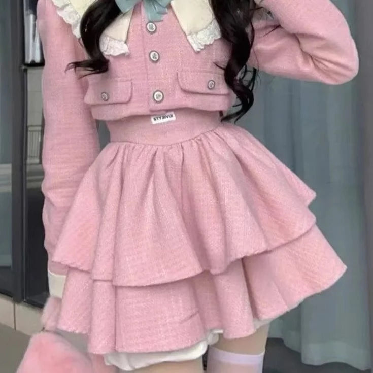 Kinky Cloth Pink / Size S(40-45Kg) Two Piece Set Dress Suit