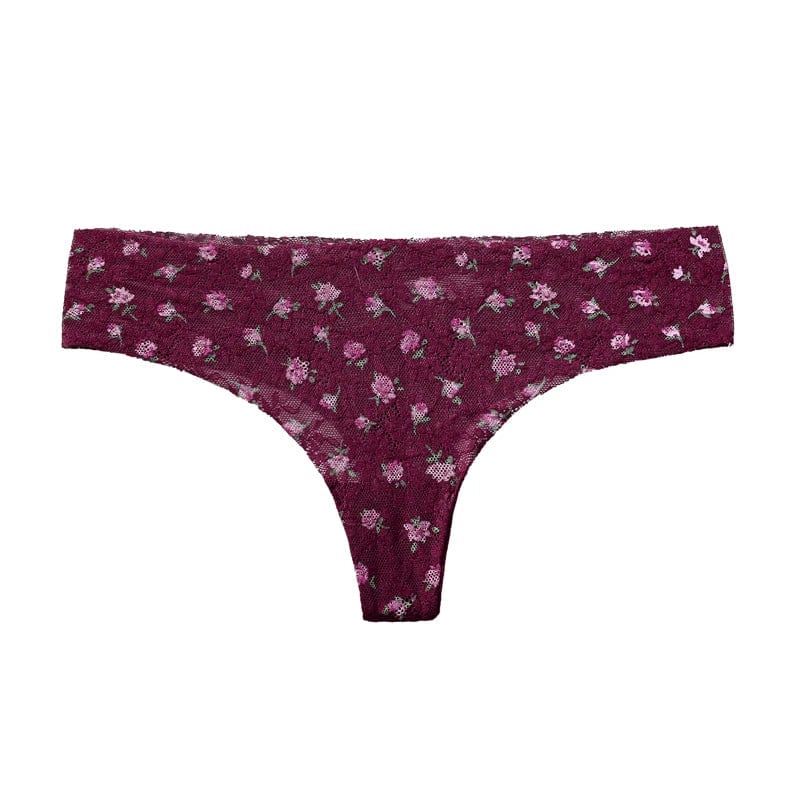 Kinky Cloth Maroon / M / CHINA | 1pc Ultrathin Lace Thong Panties