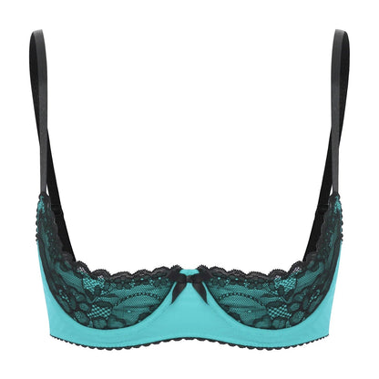 Kinky Cloth Turquoise / AA Underwire Half Cup Lace Bra