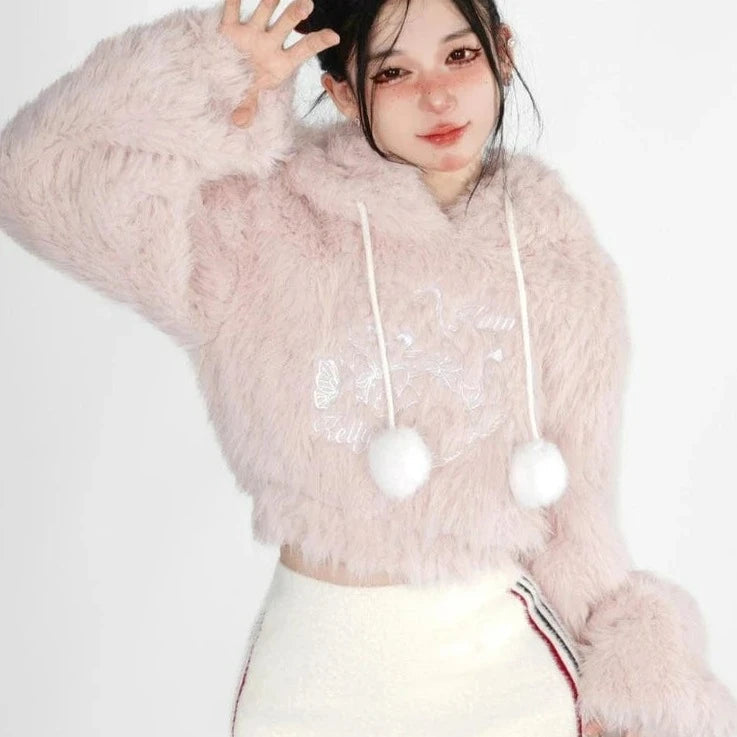 Kinky Cloth Warm Pink Kawaii Hooded Sweater